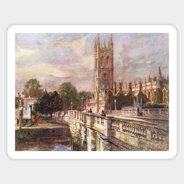 Magdalen tower & bridge, Oxford 1900s Sticker by artfromthepast